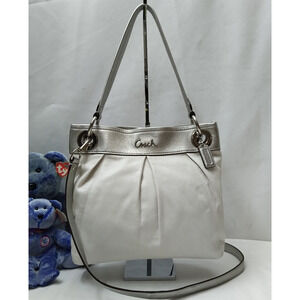 Coach Ashley White Leather Zipper Closure Crossbody Shoulder Bag